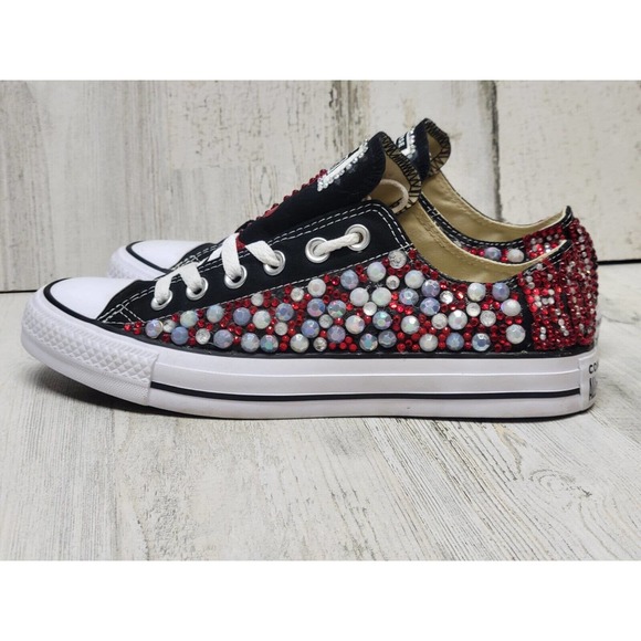Converse Sneakers Women 7.5 Multicolor Custom Bedazzle Embellished 'A' Bling Out - Picture 8 of 9